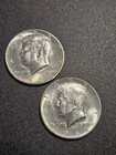 Lot Of 2 1964 John Kennedy Half Dollars, Circulated 90% Silver JFK Uncertified