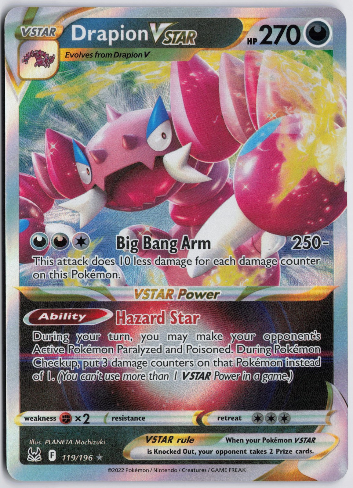 Drapion VSTAR Ultra Rare SWSH11: Lost Origin 119/196 NM