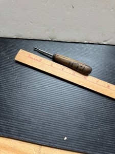 Antique / Vintage Wood Handle Rug Hooking Tool Marked "GLH" 5"L