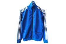 Vintage ADIDAS Track Jacket Full Zip Size S blue sport classic 3 stripes 80s