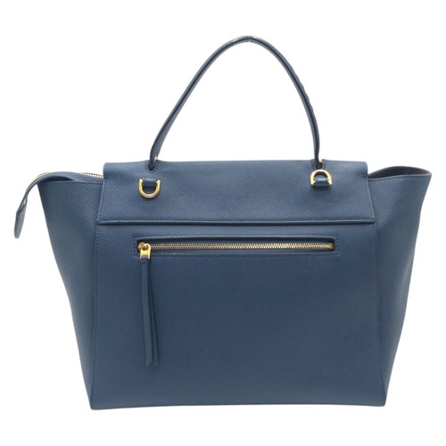 Celine Leather Flap Belt Bag Mini Women Blue One Size