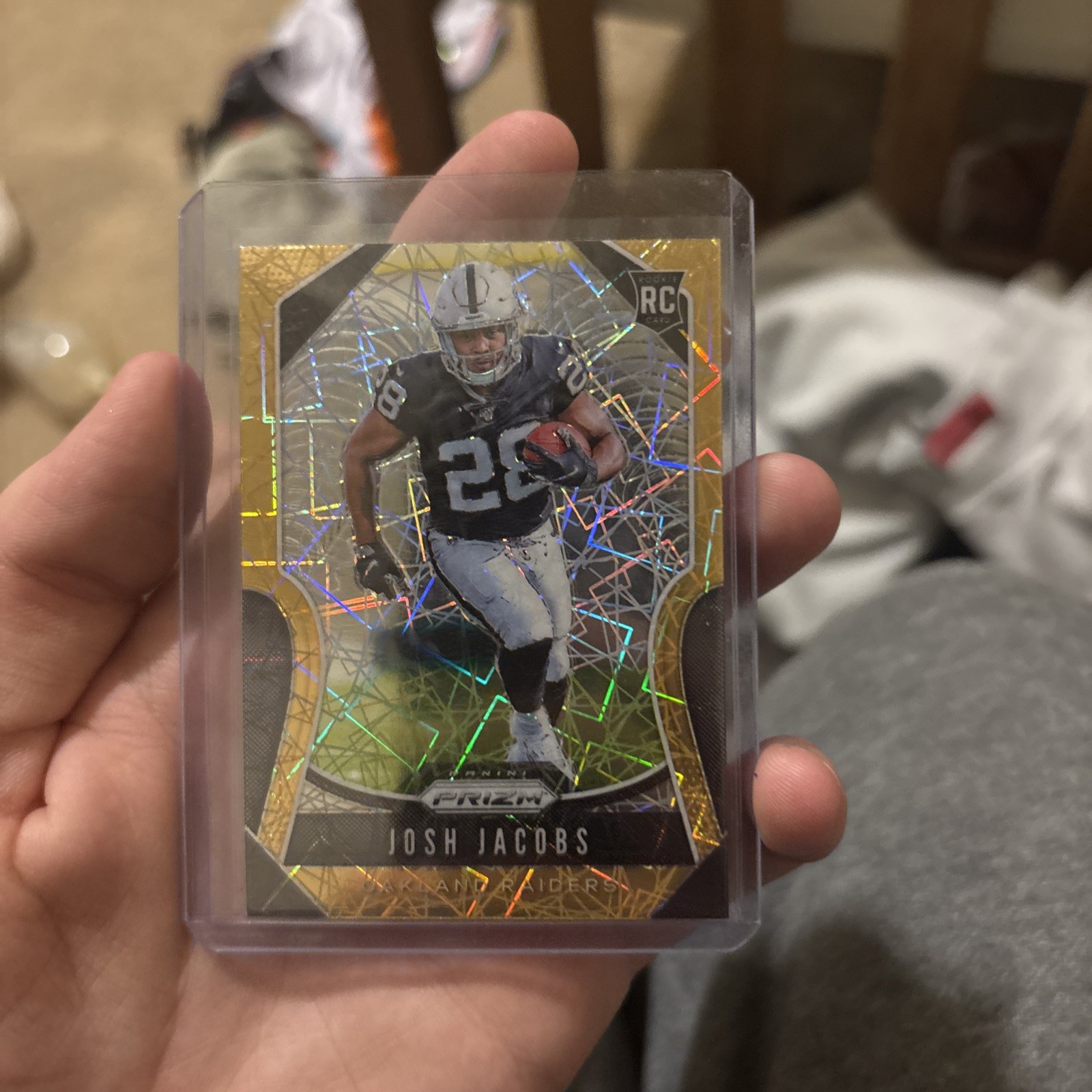 2019 Josh Jacobs RC Panini Gold Lazer Prizm #323 Las Vegas Raiders