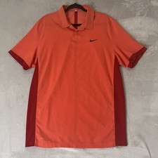 Nike Tiger Woods Collection Polo Shirt Men  s Large Orange Dri-Fit Snap Vented