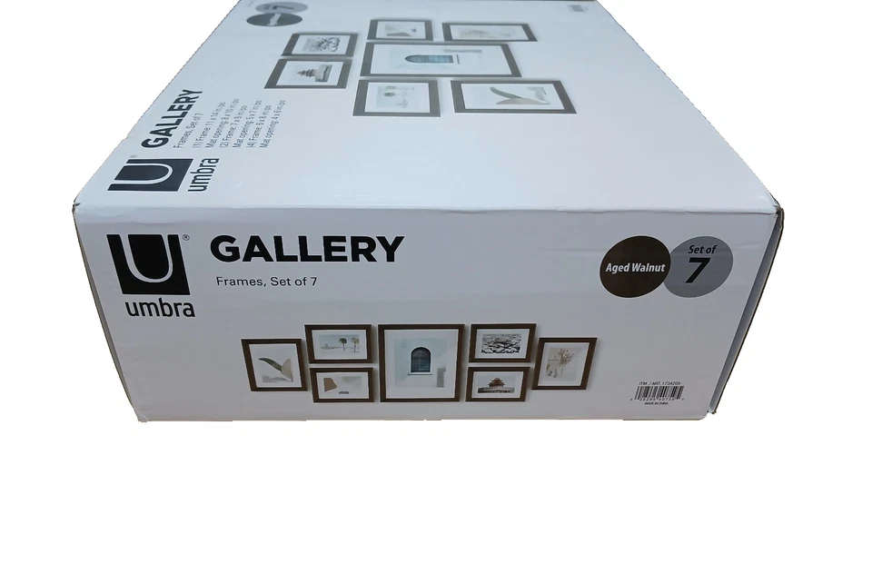 Umbra Gallery Wall Frame Set 7-Piece Aged Walnut | Multiple Sizes Open Box - Image 4 of 4