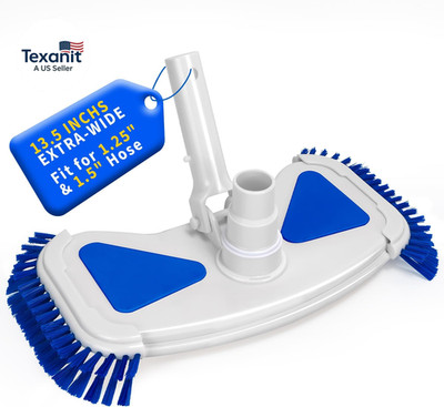 Weighted Pool Vacuum Head with Side Brushes, 13.5'' Deluxe Manual Pool Cleaner He