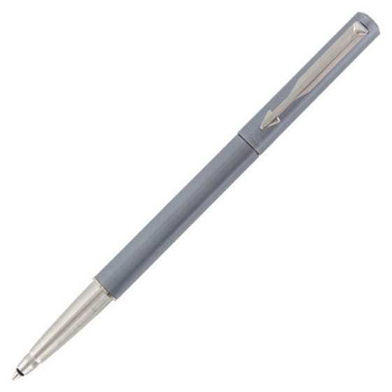 Parker Vector Ballpoint Pen Silver Grey & Stainless Steel Capped New Made In uK