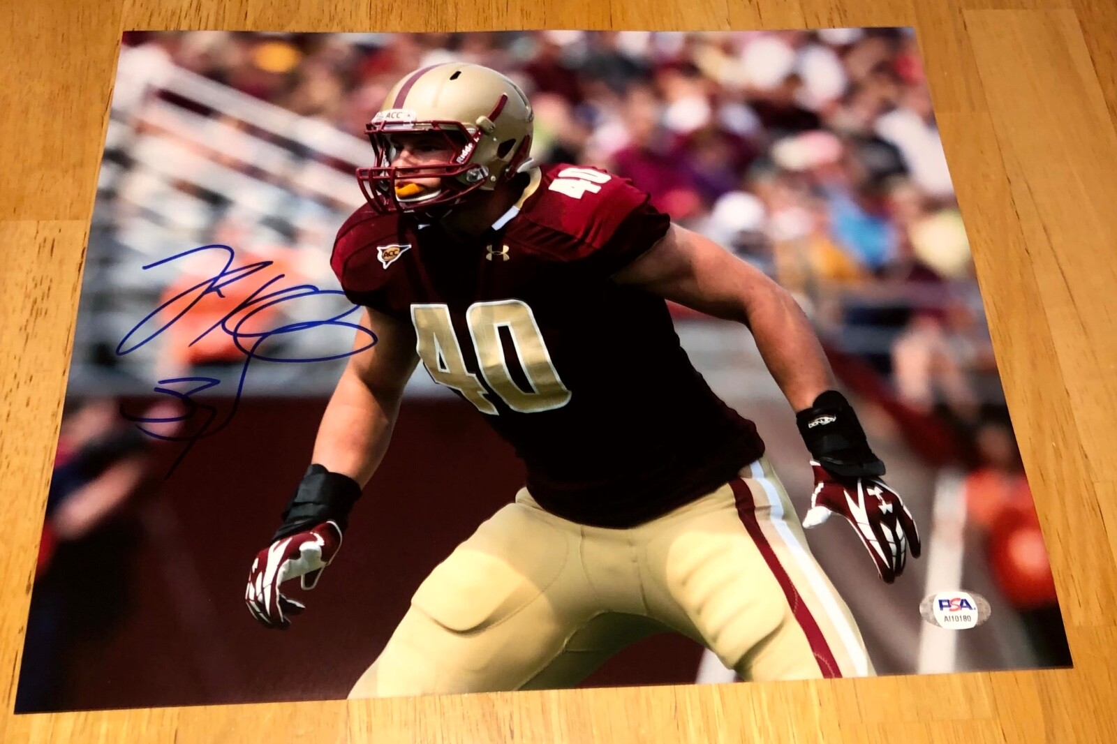 Luke Kuechly Boston Eagles Panthers Signed Autographed 11x14 Photo PSA A 