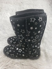 AIRWALK Girls Boots Black Silver Stars Youth Size 2
