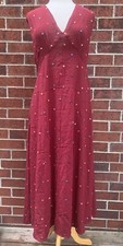 NWT Farm Rio Dress Size XL Dots Midi Open Back Maroon V-Neck