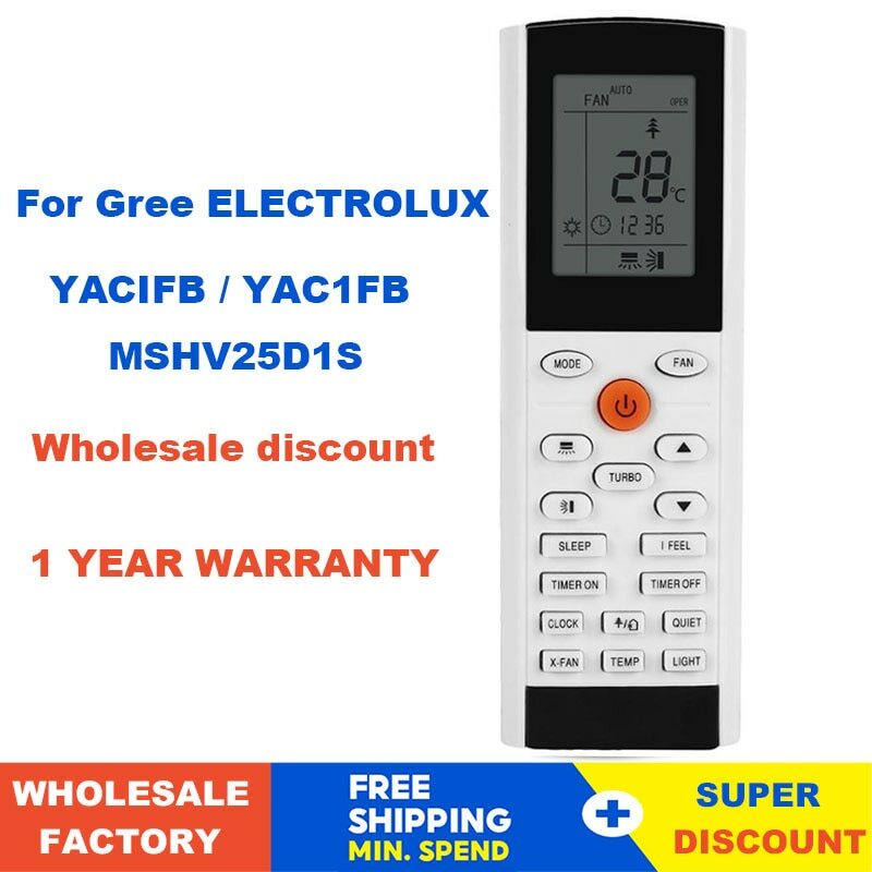 Télécommande de climatiseur YACIFB YAC1FB YAC1FB6 YAC1FB9 for climatiseur Tadiran Electrolux Gree ZACS-07 HPF