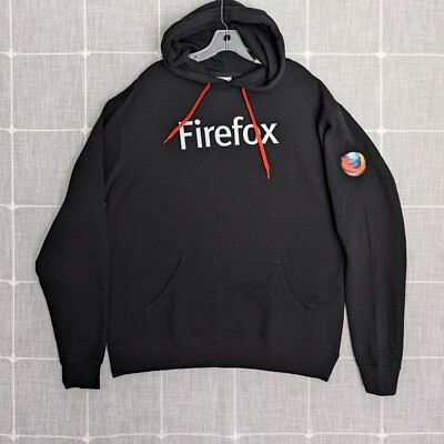 #ad Firefox Mozilla Hoodie Mens XL Black Fox Logo Browser Internet Sweatshirt Y2K $83.95