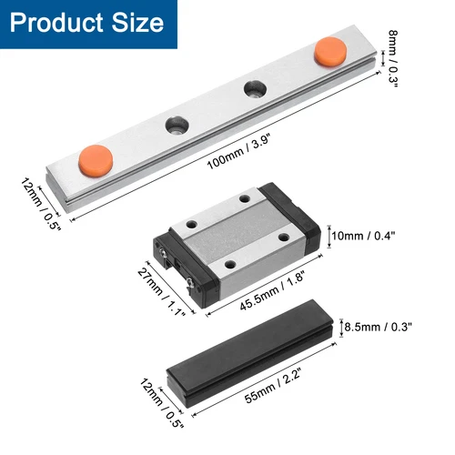 MGN12 100mm Linear Guide Rail with MGN12H Carriage Block for 3D Printer, Black - Picture 3 of 7