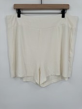 Cozy Earth Women  s Bamboo Rib-Knit Stretch Pajama Shorts Size XXL 2XL Ivory