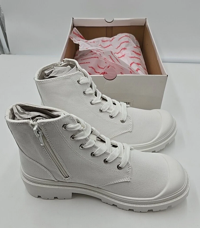 UNIONBAY Zapatilla Jazzy Botas Utilitarias Blanco Cremallera Lateral Talla 8M Foto 3 de 4