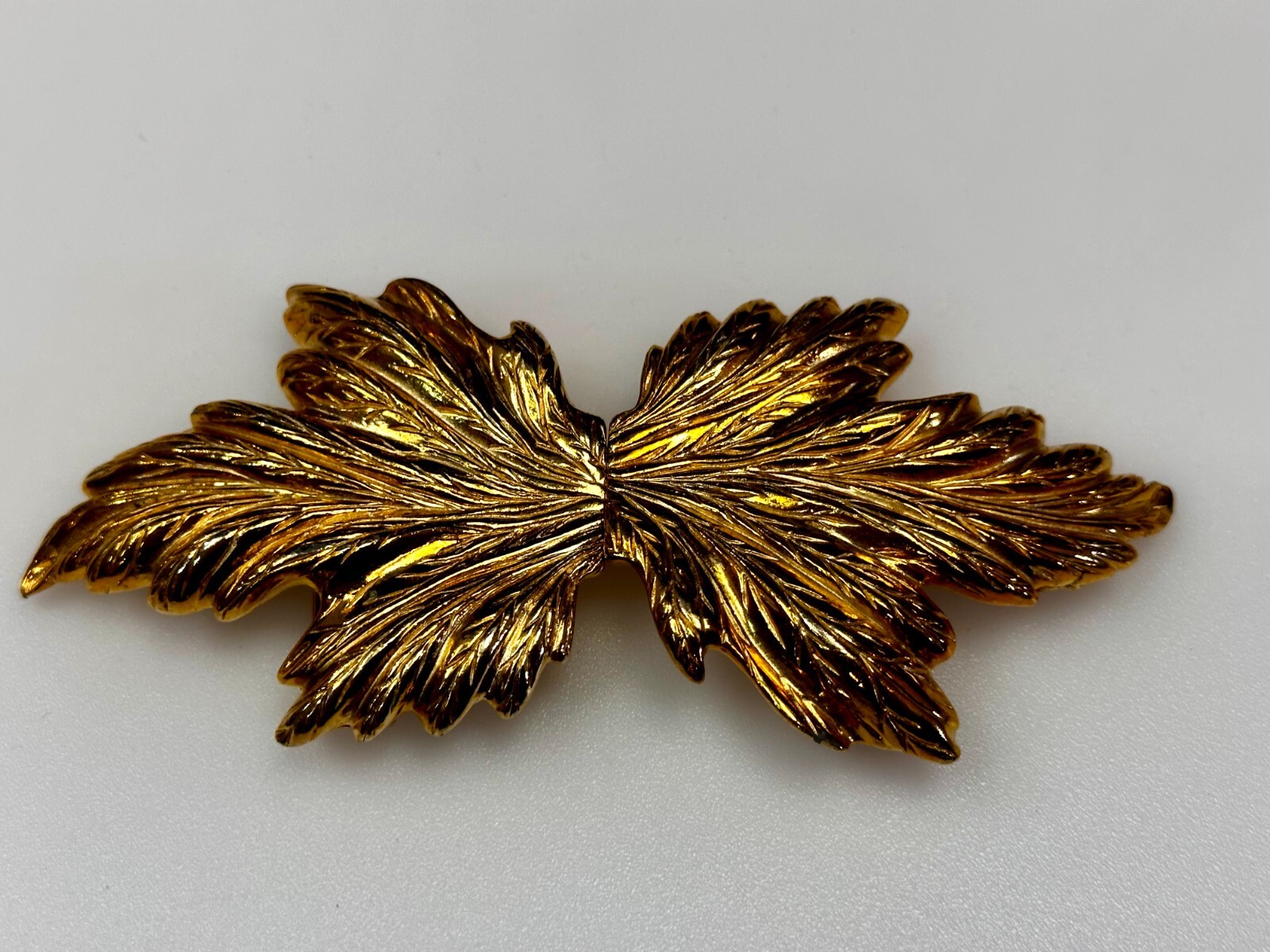 Detailed Leaf Two Piece Interlocking Vintage Gold… - image 12