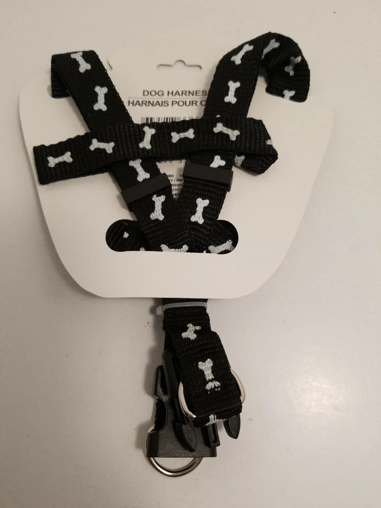 Dog Harness Size Medium Black With White Bones Dog Harness Size Medium Black With White Bones