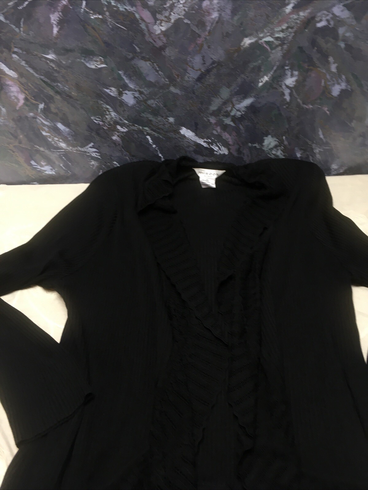 Exclusively Misook Black Solid Open Front Sweater… - image 4