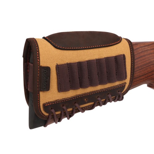 TOURBON Canvas Leather Cheek Riser Rest Rifle 410 Cartridges 30-06 Shells Holder - Picture 7 of 24