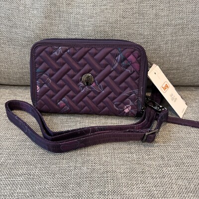 NWT Lug Quickstep Convertible RFID Wallet Crossbody Purple Floret