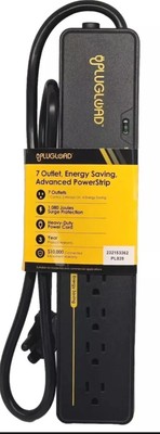 PLUGLOAD 7 Outlet Energy Saving Power Strip Surge Protector Heavy Duty New Works