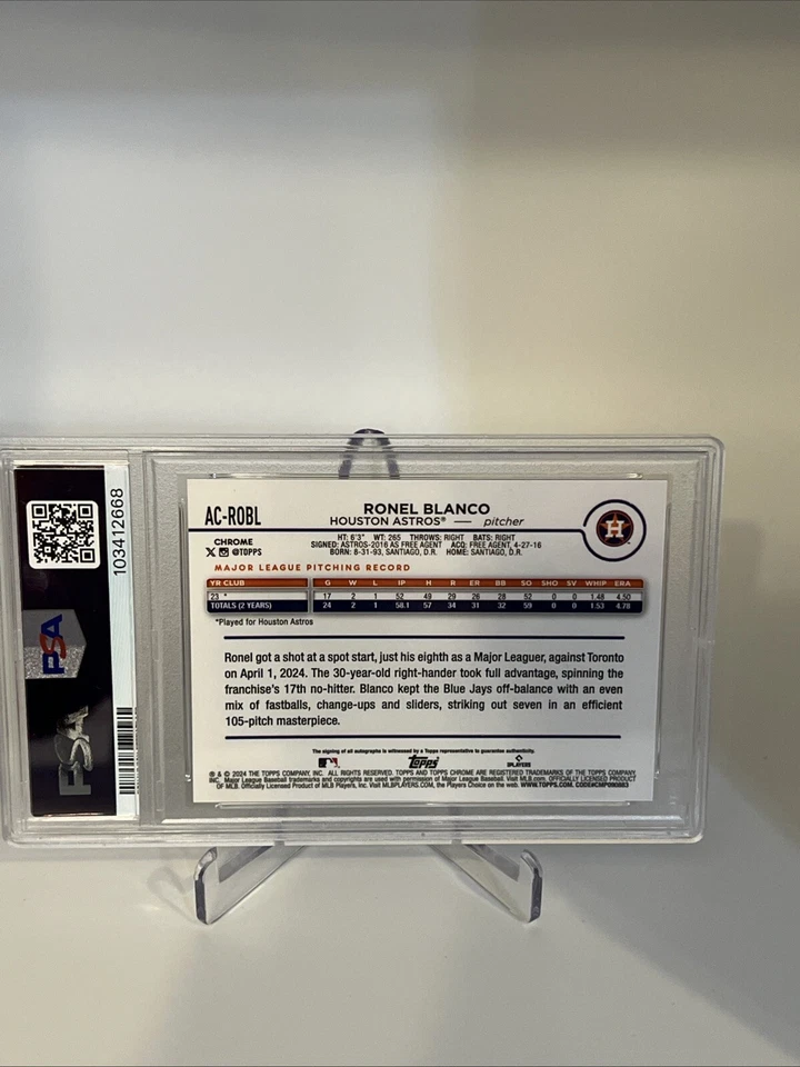 2024 Topps Chrome Update - Ronel Blanco Auto - Green Refractor 88/99 PSA 10 - Image 3 of 3