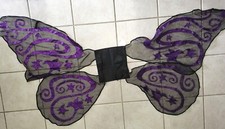 women ONE SIZE BLACK PURPLE GLITTER BUTTERFLY WINGS SPARKLES one size HALLOWEEN