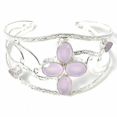 Bracelet Manchette Argent 925 Aigue-marine Naturel - Fait Main En Inde
