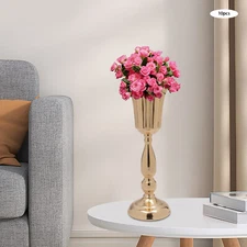 Vase Centerpiece Trumpet Tall Flower Vase Tabletop Flower Stand 10Pcs Gold