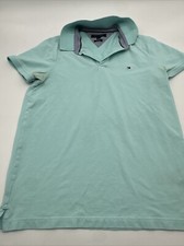 Tommy Hilfiger Polo Shirt Man Medium Blue Embroidered Logo.. 15182