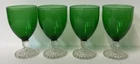 Set of 4 Vintage Anchor Hocking Green Bubble Foot Juice Goblet Glasses 4.5” Tall
