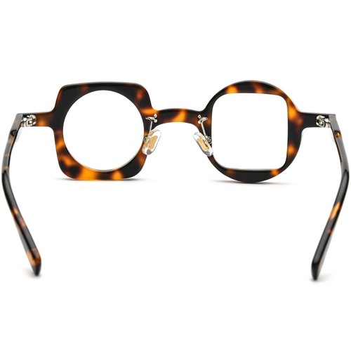 Gafas de acetato medio redondas medio cuadradas unisex marco geométrico duro lentes estrechas - Imagen 8 de 27