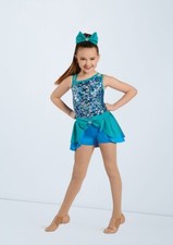 Weissman Dance Diamonds 12461 Sequin Blue Biketard 2 Skirts 4 Piece Outfit