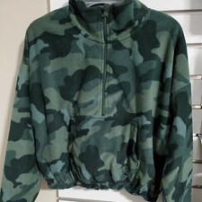 Boys Fleece pullover green Camouflage Kids Large 10 12