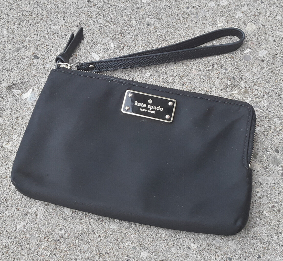 Kate Spade Wristlet Wallet Wilson Road Leoni Black Double Zip Nylon Clutch
