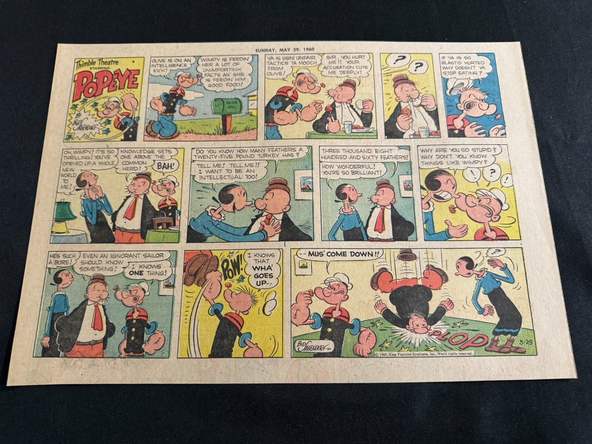 H04 POPEYE by Bud Sagendorf Lot of 7 Sunday Half Page Comic Strips
