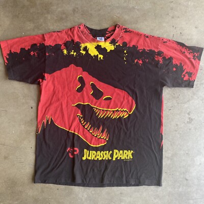 Vintage movie 1993 All Over Print Jurassic Park Tee Shirt XL | eBay