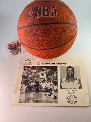 Billy Owens Warriors Rookie Signed NBA Spalding Full Sized Basketball & Photo! - Picture 6 of 12
