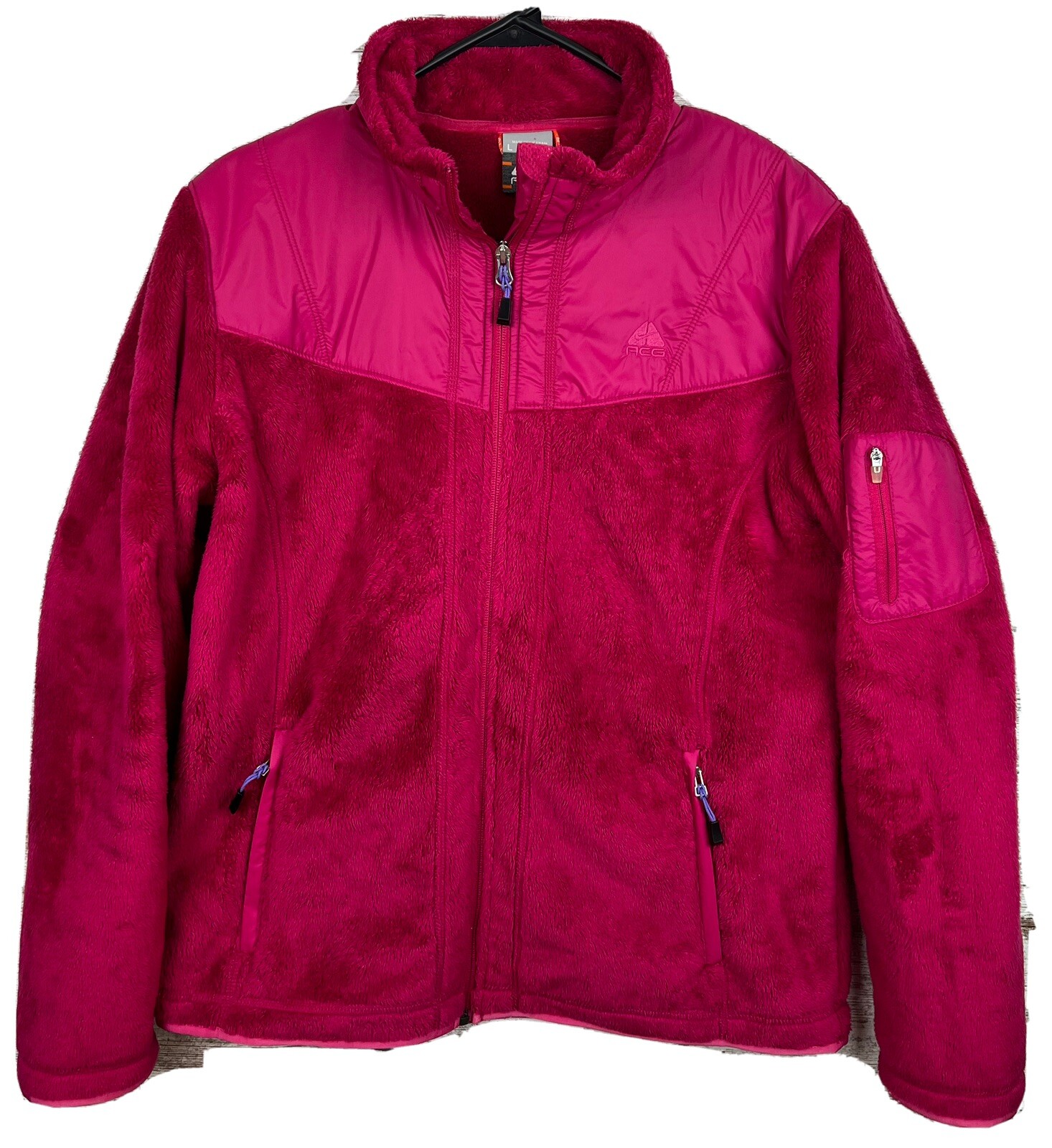 SACAI X NIKE Giacca donna Nike ACG Deep Pile taglia Large fucsia imbottita zip foderata in pile