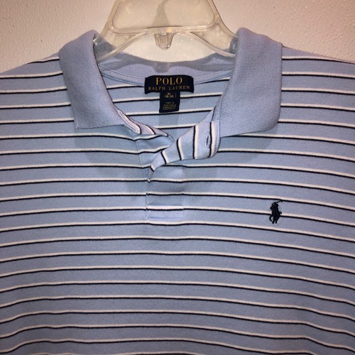 Polo Ralph Lauren Boys Size XL 18 20 Blue Striped Short Sleeve Collar Polo Shirt - Picture 4 of 10