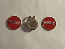 (2) 'That Was Easy' EASY Button 1" Coin Golf Markers With Bonus Hat Clip