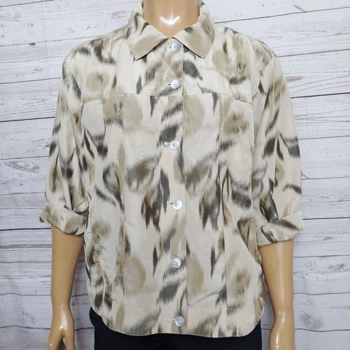 Chicos Silk Camo Button Down Shirt Blazer - Picture 12 of 16
