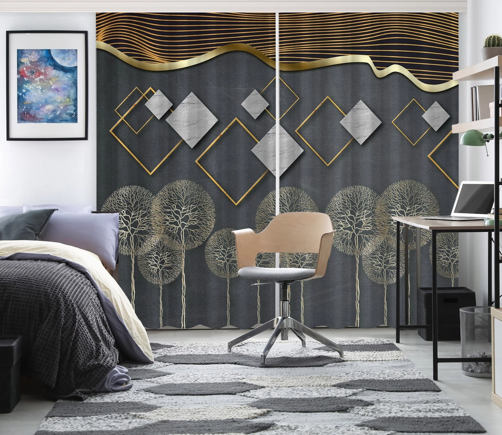 3D Diamond Marble ZHUC303 Photo Curtain Window Blockout Fabric Vera 2023