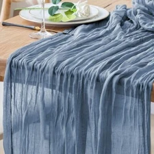 Table Runner Cheesecloth 10FT Boho Gauze Cheese Cloth Rustic 1 Pack Dusty Blue