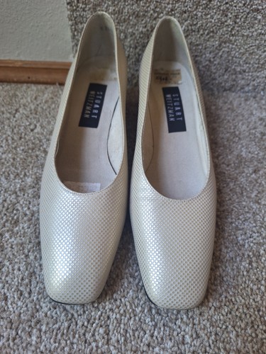 Stuart Weitzman Vintage Cream Square Toe Block Heel Slip On Shoe Size 8/9 READ. - Picture 4 of 10