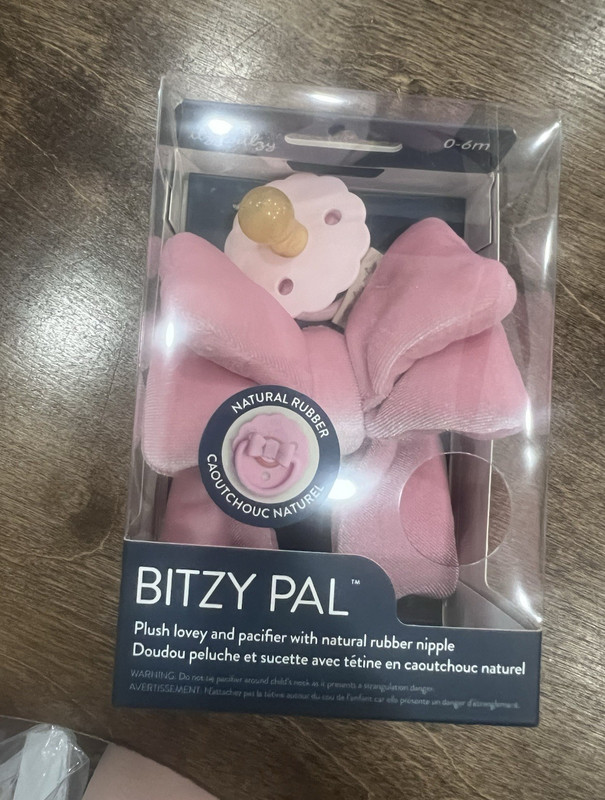 Itzy Ritzy Bitzy Pal Pacifier Lovey Pink 0-6M Stuffed Animal Latex bow