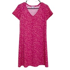 Nine West Pink Patterned Short Sleeve V-Neck A-line Midi Dress NWT Size XS