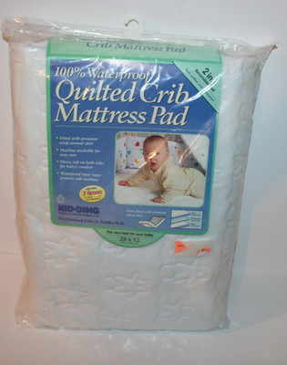 KID-DING Waterproof Reversible Quilted Crib Mattress Pad White Fleece 28''x52''