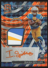 Isaiah Spiller RPA /15 2022 Spectra Aspiring Rookie Patch Auto Neon Orange SP