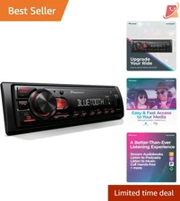 1-Din Mechless Receiver, USB Input, Bluetooth – Perfect for iPhone & Android