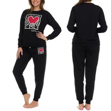 Keith Haring Women's S Lounge Set Black Cotton Blend e1063